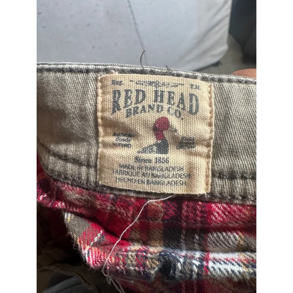 RedHead Flannel Lined Cargo Pants Mens 40x32 Green Cotton Blend Work Wear
